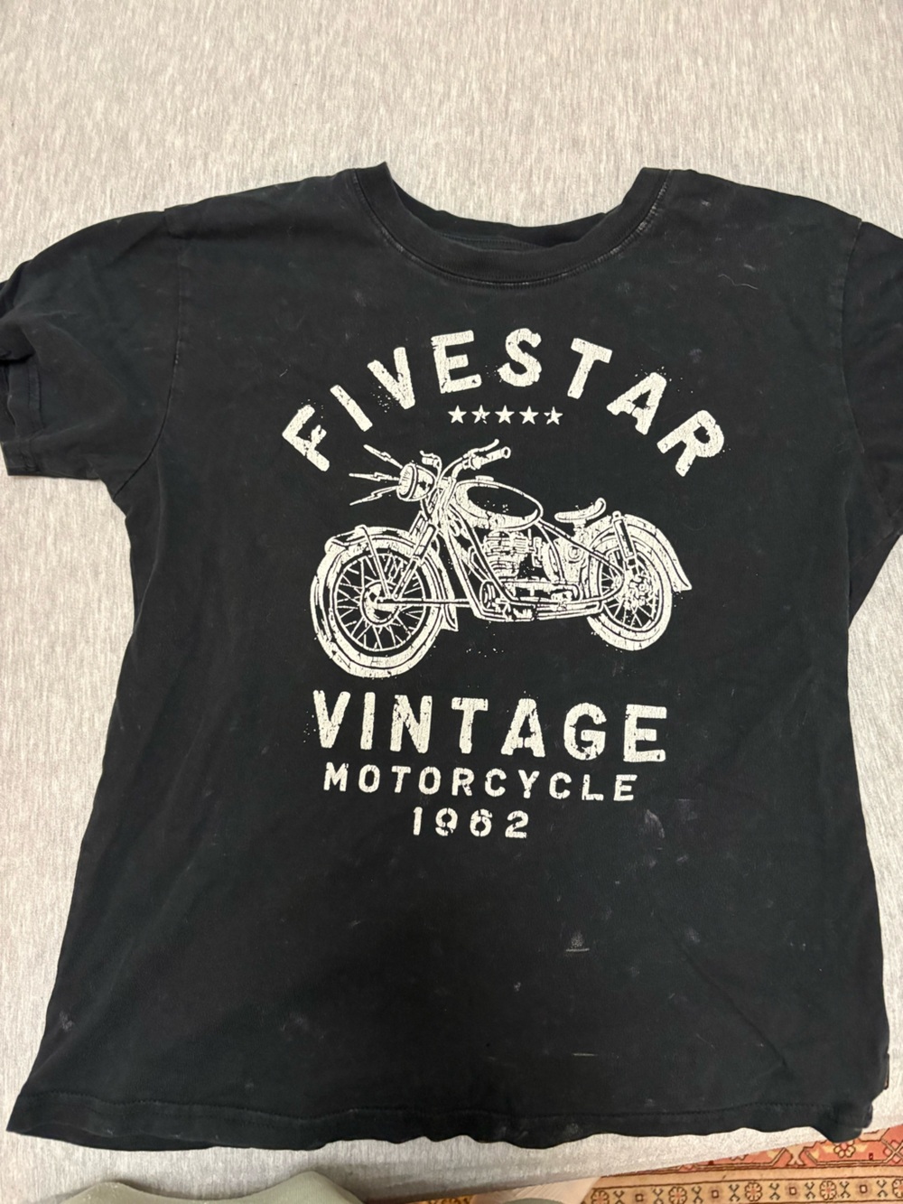 Tilly's Black Short Sleeve Tee with White Vintage Motorcycle Graphic